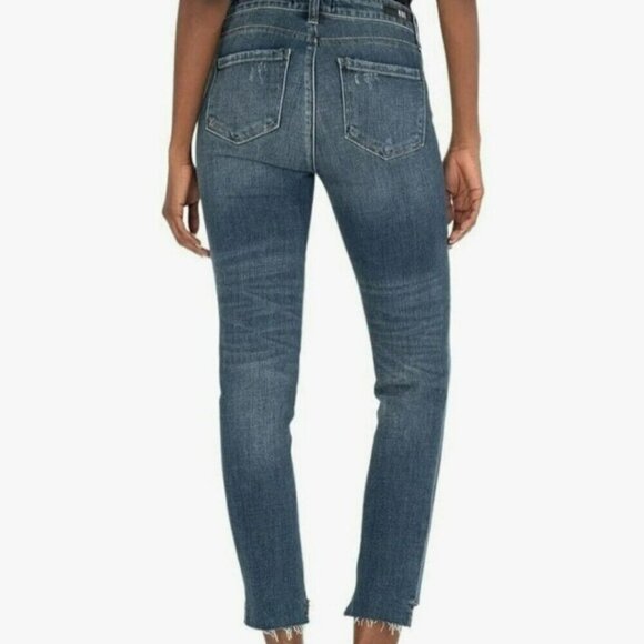 KUT from the Kloth Blue Reese Ankle Straight Leg Jeans Distressed Hem Size 6P - Picture 9 of 9